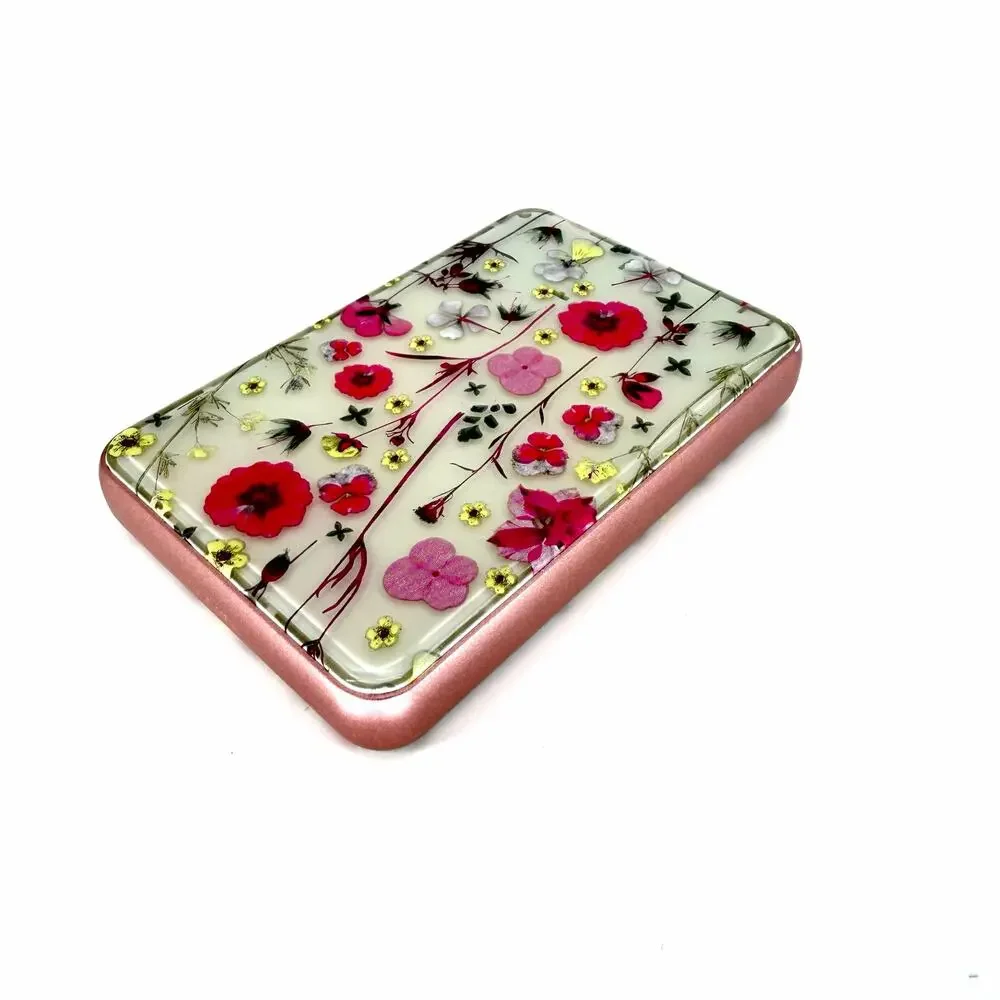 Heyday 5000mAh Floral Power Bank USB-C Portable Charger Pink Pressed Flower